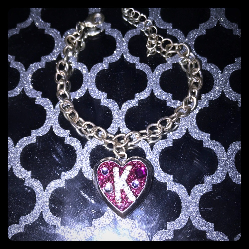 Justice pink heart lock bracelet